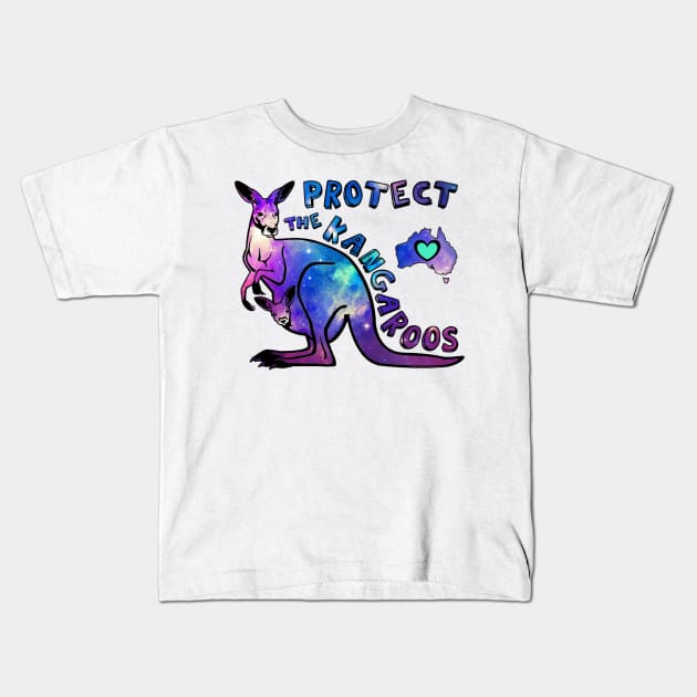 Protect the Kangaroos Kids T-Shirt by ARTWORKandBEYOND